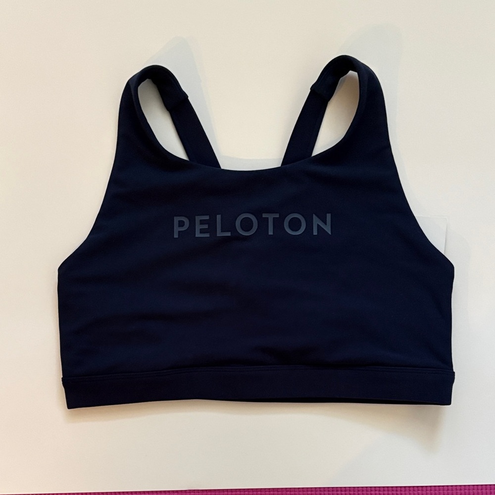 Peloton Navy Mid Neck V Strap Sports Bra